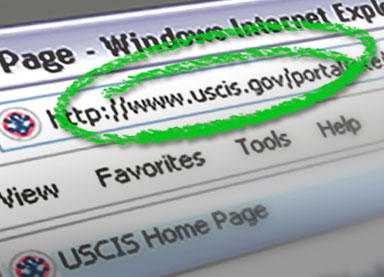 www.uscis.gov in the browser window