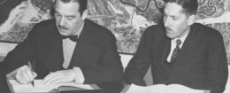 Noel Field, right, as a representative of the League of Nations in 1939 / New York World's Fair