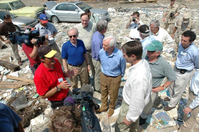 Former Chairman Lieberman tours the damage following Hurricane Katrina