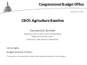 CBO’s Agriculture Baseline