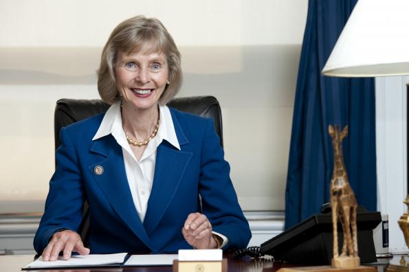 Congresswoman Lois Capps at her desk in D.C.