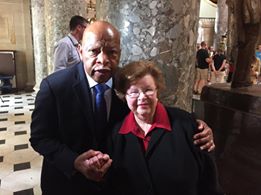 'U.S. Senator Barbara A. Mikulski joins with civil rights leader and Congressman John Lewis (D-Ga.) on the floor of the U.S. House of Representatives to call for a vote on legislation to curb gun violence.'