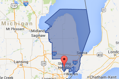 Map of Michigan's Tenth Congressional District