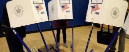 Voters cast their ballots during the U.S. presidential election at Public School P.S. 59 in the Manhattan borough of New York