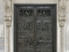 Image of the Senate Bronze Doors that were created for the east portico of the new Senate wing. 