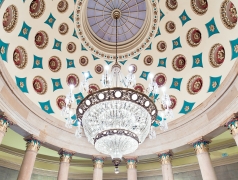 An image of the Small Senate Rotunda Chandelier made of crystal and bronze.