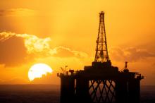 oil rig and sunset
