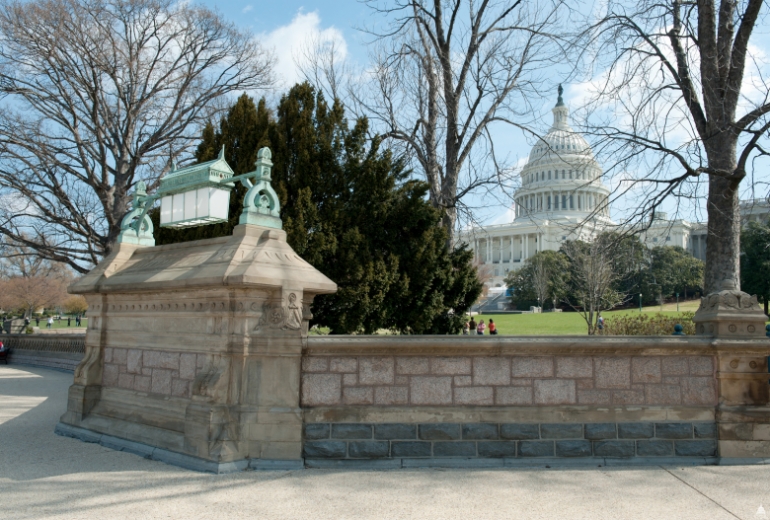 The United States Capitol Building is located in a 58-acre park that was landscaped by Frederick Law Olmsted during the period 1874-1892.