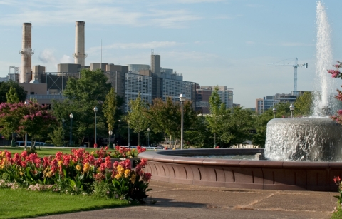View of the Capitol Power Plant from House parks.
