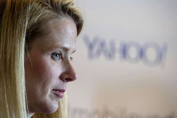 Marissa Mayer, president and chief executive officer at Yahoo Inc., listens to a reporters question during a press conference at the Yahoo Inc. Mobile Developer Conference in San Francisco on Thursday, Feb. 19, 2015. MUST CREDIT: Bloomberg photo by David Paul Morris.