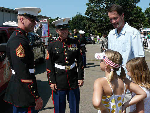 Jim Himes and his daughters with Sergeants Cairo and Welker | by Congressman Jim Himes