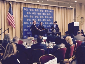U.S. Secretary of Commerce Penny Pritzker participats in an armchair discussion at the World Affairs Council of America annual conference 