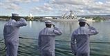 Sailors aboard the guided-missile destroyer USS Decatur (DDG 73) render honors to the Battleship Missouri Memorial as Decatur prepares to moor at Joint Base Pearl Harbor-Hickam, Nov, 3, 2016. Decatur, along with guided-missile destroyers USS Momsen (DDG 92) and USS Spruance (DDG 111) are deployed in support of maritime security and stability in the Indo-Asia-Pacific as part of a U.S. 3rd Fleet Pacific Surface Action Group (PAC SAG) under Commander, Destroyer Squadron 31 (CDS 31) 