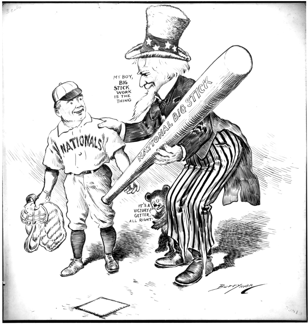 todaysdocument:
“ Let’s Go Nats! The Washington Nationals’ first playoff game is tonight against the Los Angeles Dodgers. It’s clear who Uncle Sam is cheering for!
“ [Untitled]
Series: Berryman Political Cartoon Collection, 1896 - 1949
Record Group...