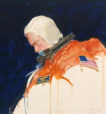 Astronaut in am orange spacesuit