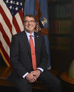 Secretary of Defense Ash Carter  - official portrait. Carter is the 25th secretary of defense. <br /><br /><a target="_blank" href="https://www.flickr.com/photos/secdef">
Click here to see more images on Secretary Carter's Flickr page. </a>

