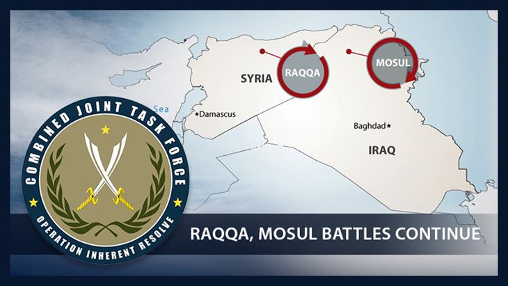 The commander of Combined Joint Task Force - Operation Inherent Resolve reported progress and success in both Iraq and Syria to bring a lasting defeat to the Islamic State of Iraq and the Levant.