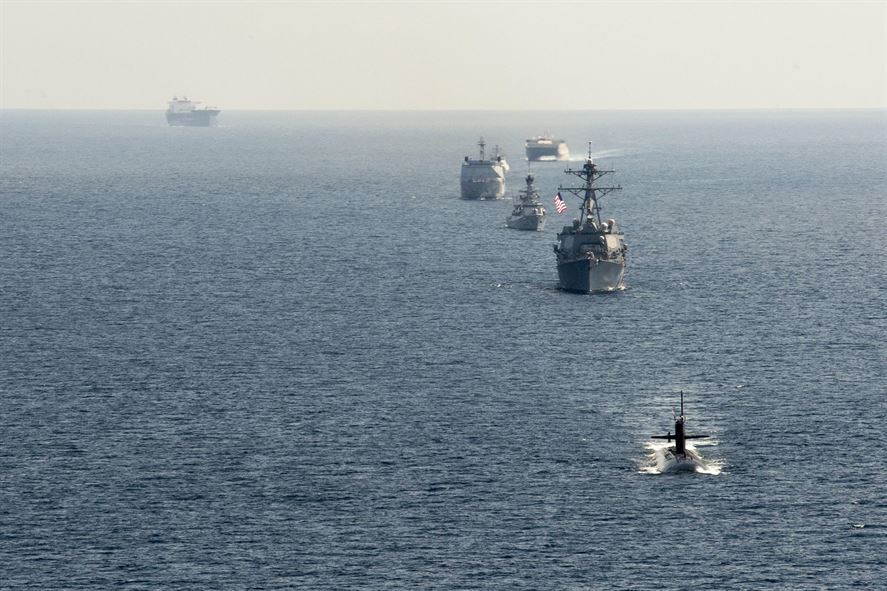 Ships taking part in the Cooperation Afloat Readiness and Training (CARAT) Indonesia 2016 exercise.