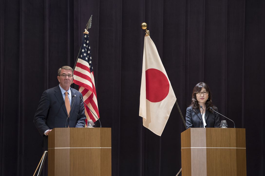 Defense Secretary Ash Carter meets with Japanese Defense Minister Tomomi Inada in Tokyo.