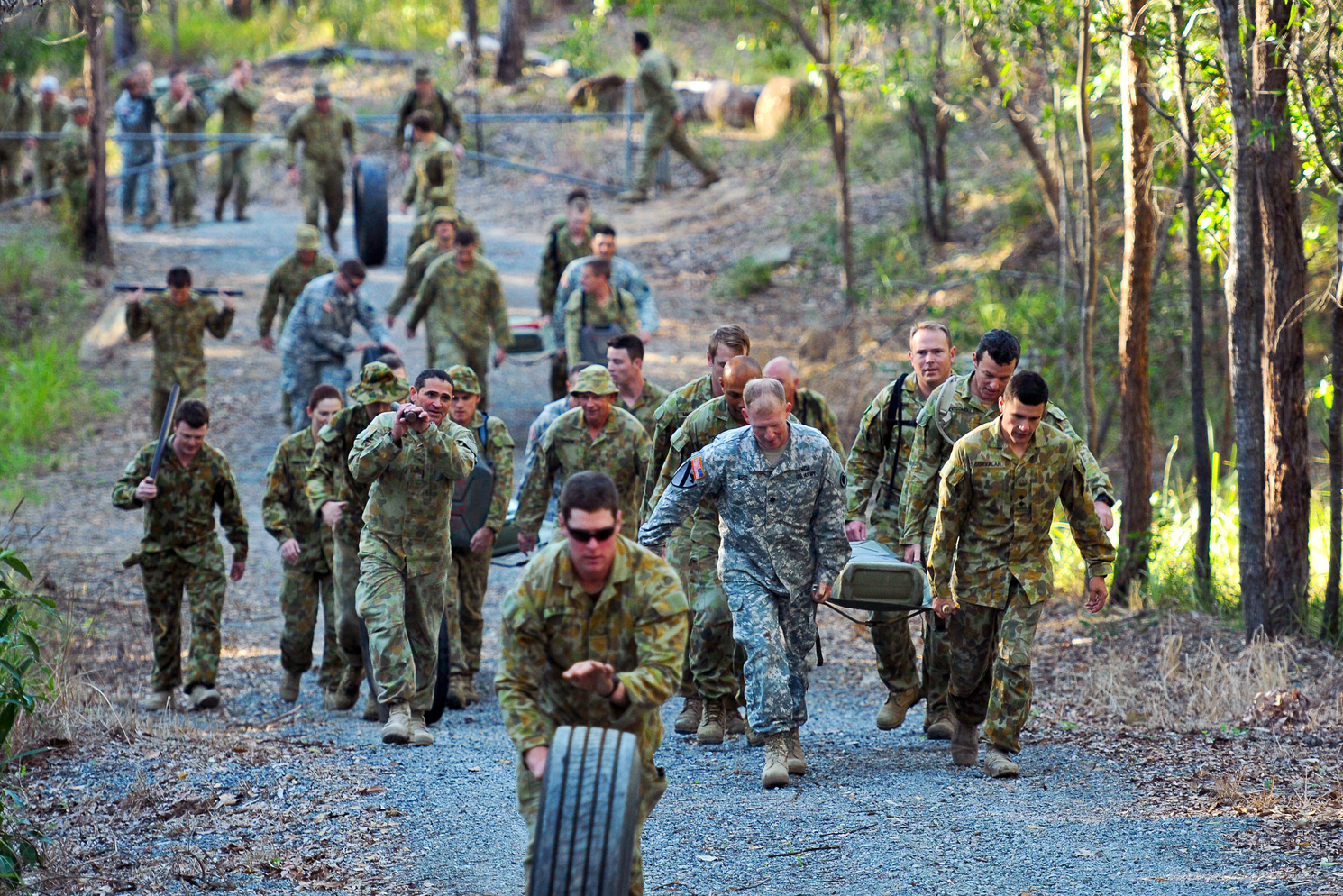 U.S., Australian Troops Conduct Physical Training