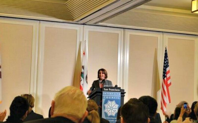 Congresswoman Pelosi joined the San Francisco Interfaith Council Thanksgiving Prayer Breakfast where she discussed the importance of interfaith values and social justice, including giving shelter to people facing the fear of deportation; giving comfort to
