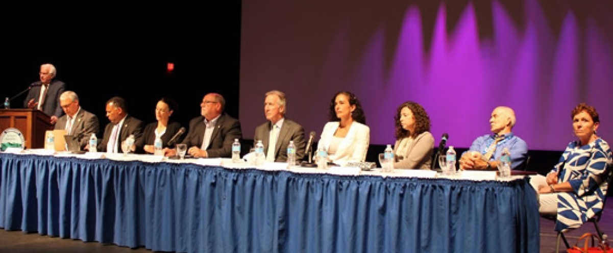 John Rogers of Berkshire Health Systems moderated a panel discussion with Sherrif Bowler, Chief Wynn, Mayors Tyer and Alcombright, Rep. Neal, film producer Lise King, RSYP Director Ananda Timpane, Dr. Sabo of BMC, &amp; Christine MacBeth of the Brien Center