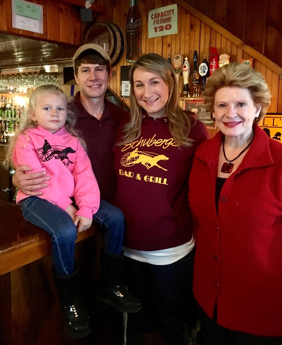 “It was a great honor to meet Senator Stabenow and have her come to our humble restaurant and speak with our patrons,” said Jennifer Rumsey, Owner of Schuberg’s Bar & Grill.