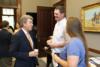 Senator Blunt talks with constituents during his weekly coffee