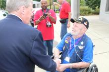 U.S. Senator Johnny Isakson, R-Ga., chairman of the Senate Committee on Veterans’ Affairs, greets World War II veterans and Korea War veterans in Washington, D.C. on Wednesday, September 30.