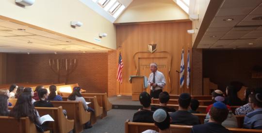 Rep. Frelinghuysen speaks with students at the Golda Och Academy in West Orange