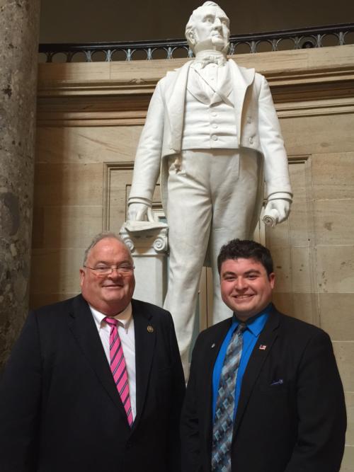 Congressman Long meets with Jake Buxton, Truman College Republicans, at the Capitol, June 11, 2015