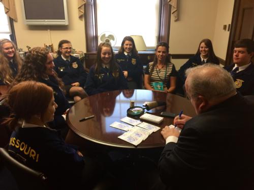 Congressman Long meets with students Missouri FFA (Seneca) in his office, June 11, 2015
