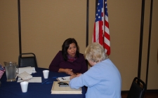 Rep. Torres speaking to a constituent