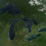 Satellite Photo of the Great Lake, Centered on Michigan