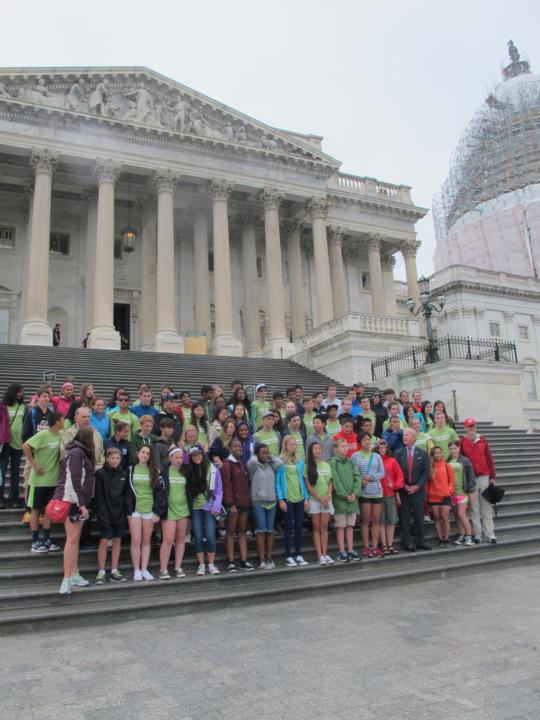 Newark Academy students visit with Rep. Frelinghuysen on the U.S. Capitol steps