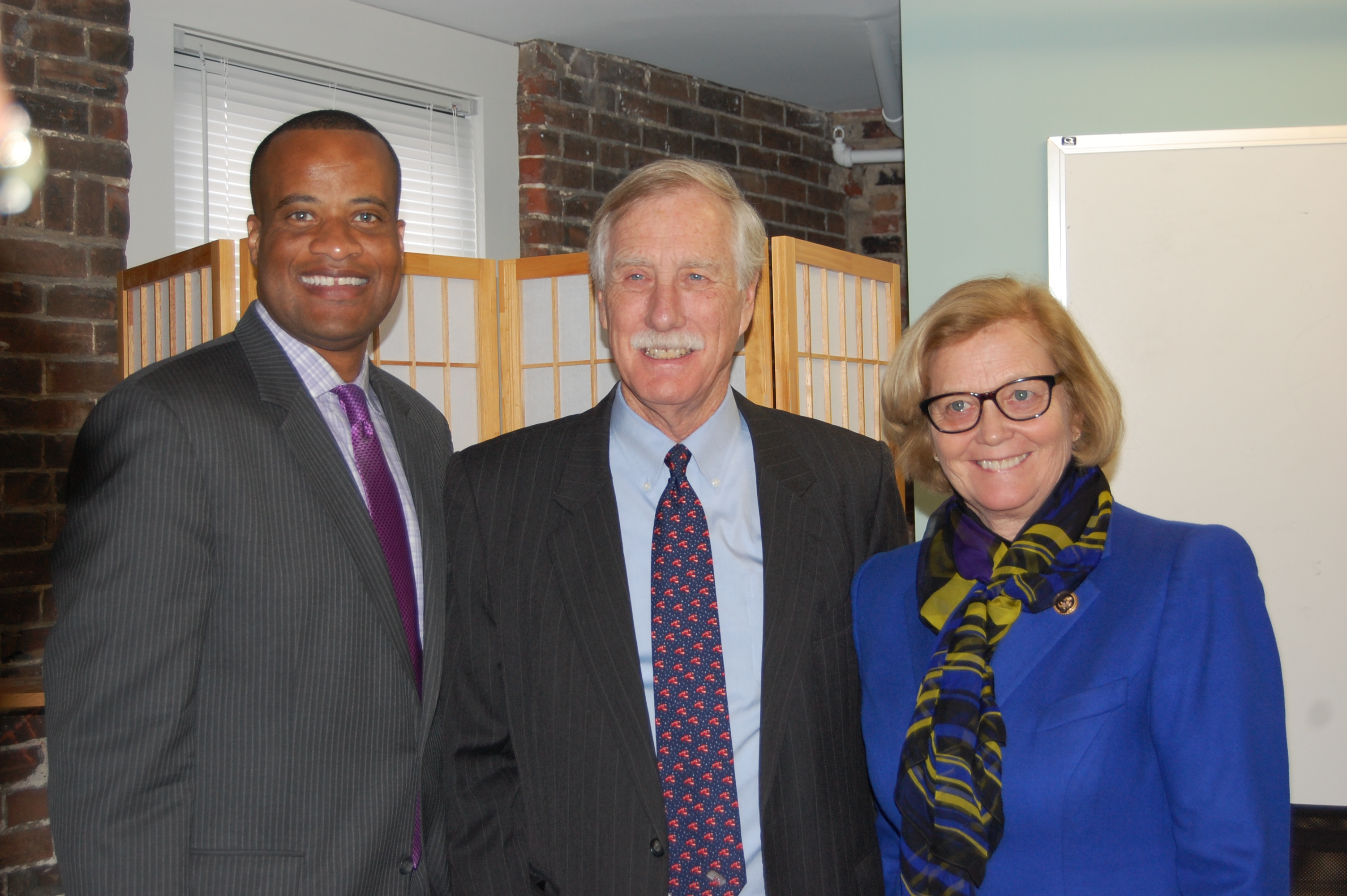 Pingree with Assistant Commerce Secretary Jay Williams and Sen. Angus King