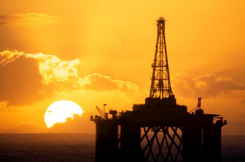 oil rig and sunset