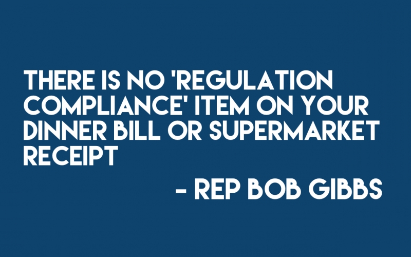 There is no “regulation compliance” item on your dinner bill or supermarket receipt. 