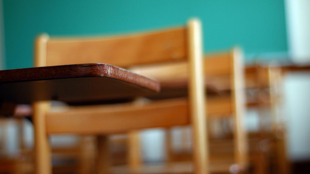 schoolroom desks and chairs