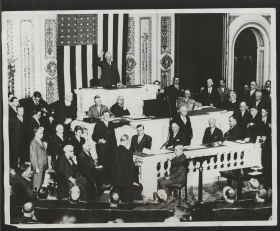 1931 photograph of John Nance Garner administering the oath of office on opening day