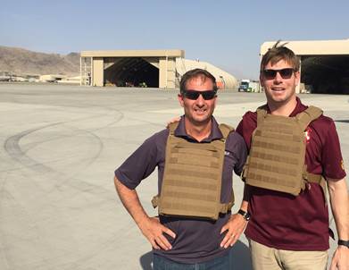 Rep. Swalwell and Rep. Chris Stewart (R-UT) at Camp Chapman in Khost, Afghanistan
