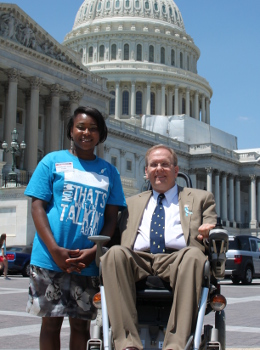Congressman Langevin with foster youth advocate and RIC student Dee St. Franc.