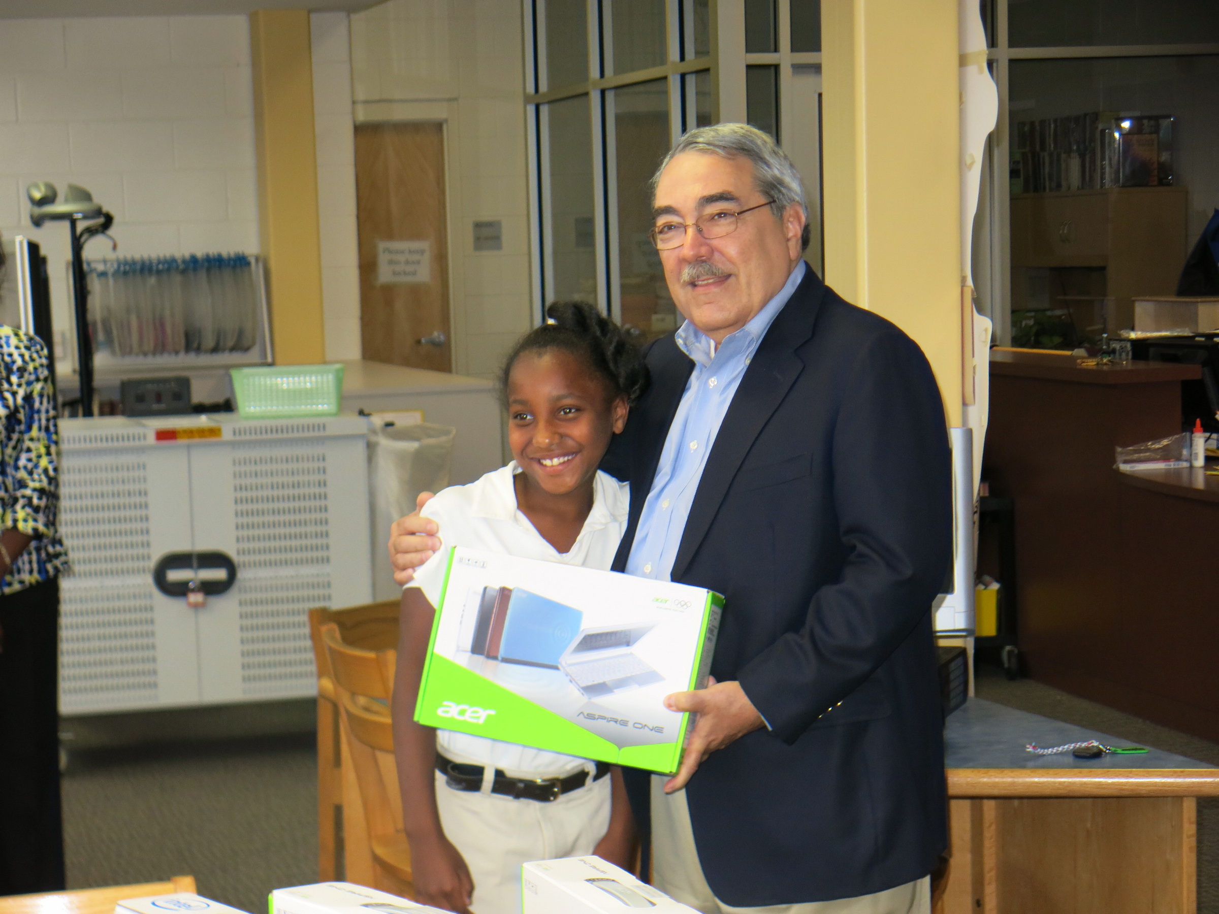 Congressman Butterfield with an elementary school student