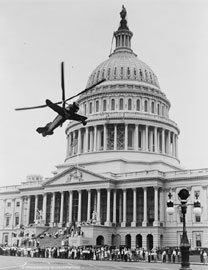 Autogiro airplane in front of Capitol