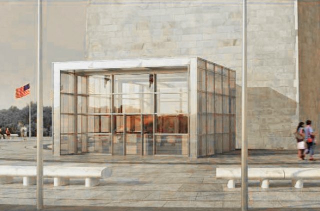 Rendering of the permanent screening facility at the Washington Monument