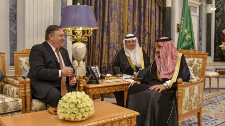 U.S. Secretary of State Michael R. Pompeo meets with Saudi King Salman bin Abdul-Aziz at the Royal Court in Riyadh, Saudi Arabia on October 16, 2018.