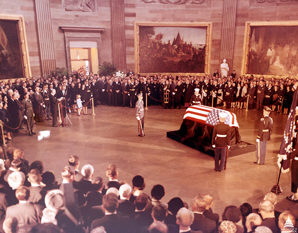 President John F. Kennedy lying in state in the U.S. Capitol Rotunda.
