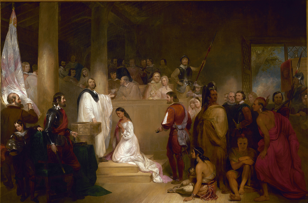 Baptism of Pocahontas is one of eight historical paintings in the U.S. Capitol Rotunda.
