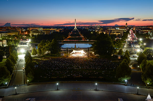 View of the Labor Day Concert on the U.S. Capitol West Front Lawn during sunset.