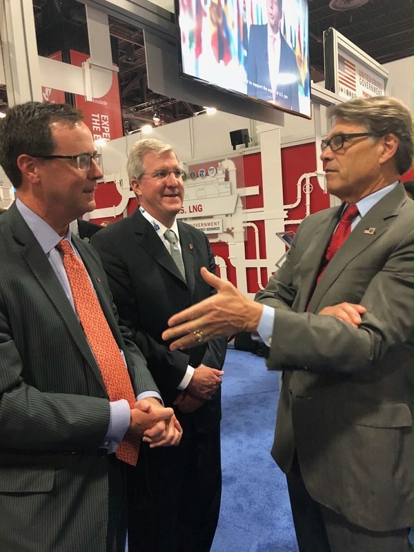 Secretary of Energy Rick Perry stops by U.S. government booth at the World Gas Conference 
